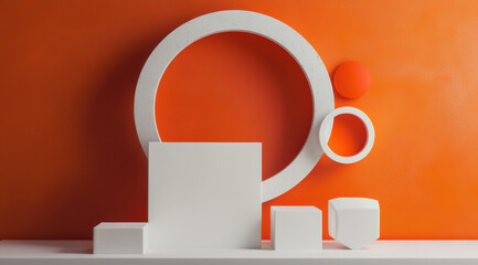 Wall Mural - Orange & White Minimalism.