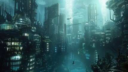 Canvas Print - Underwater Cityscape