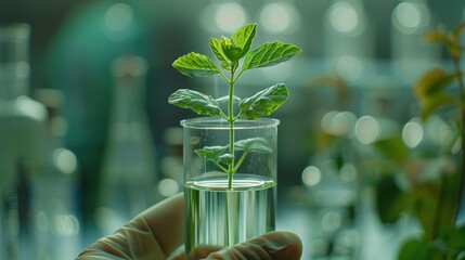 laboratory test tube biology science genetically modified plants sapling green plant in water structure 