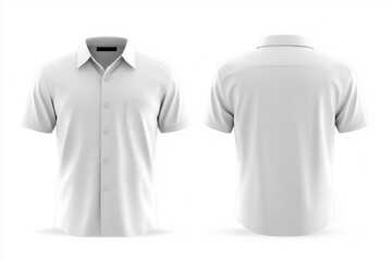 Wall Mural - Shirt mockup with white short sleeves and button down back is blank on both the front and back