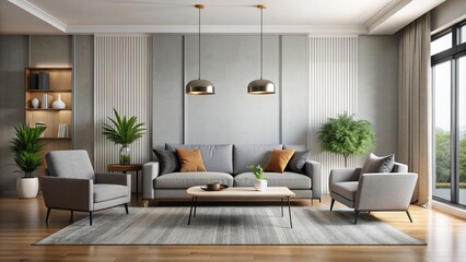 Wall Mural - A modern living room with sleek furniture and minimalist decor, modern, living room, interior design, contemporary, stylish