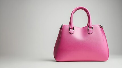 Canvas Print - Stylish pink handbag on white background : Generative AI