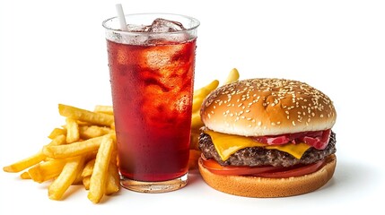 Poster - Fast food drink Isolated on white : Generative AI