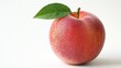© BerkahStock - A fresh red apple with a green leaf on a plain background, showcasing its natural beauty.