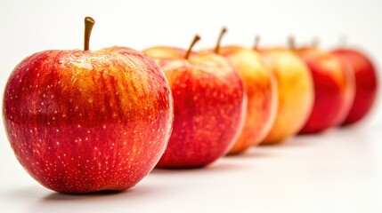 Sticker - A row of colorful apples showcasing different shades and textures.