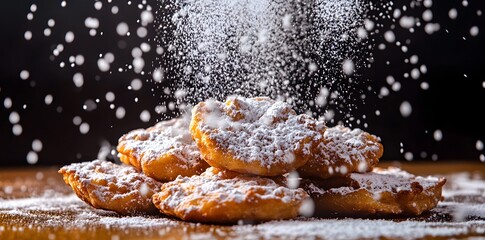 Wall Mural - Sweet and Delicious Fried Dough with Powdered Sugar