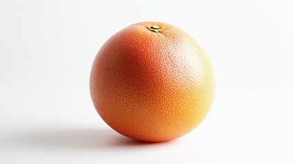 A single grapefruit on a white background, showcasing its texture and color.