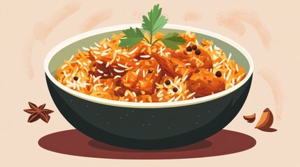 Sticker - A Bowl of Delicious Chicken Biryani