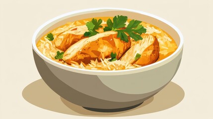 Sticker - Chicken and Rice Bowl with Parsley Garnish