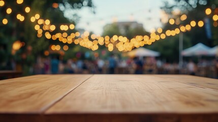 Poster - A blurred outdoor setting with string lights, creating a warm atmosphere for gatherings.