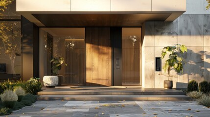 Poster - Modern House Entrance with Sunlight