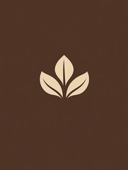Poster - Three Leaves on a Brown Background.