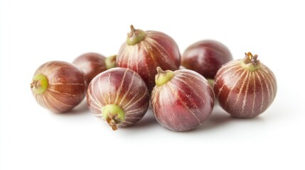 Wall Mural - A cluster of fresh, round, striped berries on a white background.