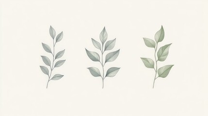 Poster - Three Watercolor Greenery Branches.