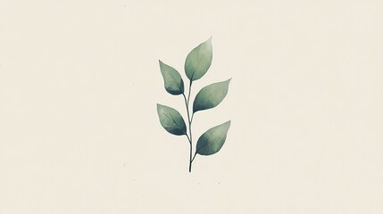 Poster - Simple Greenery Watercolor Branch.