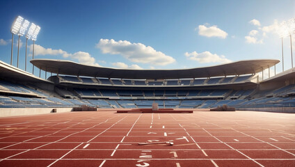 Athletics Stadium Front View of an Athletics Track