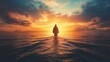 © Daria - Christ walking on water at sunset  a miraculous display of faith and spiritual serenity