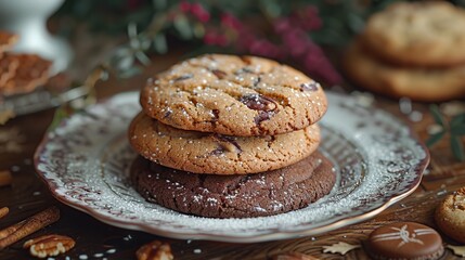 Canvas Print - Delicious Cookies Stacked on a Plate