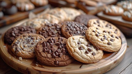 Wall Mural - Assortment of Delicious Chocolate Chip Cookies