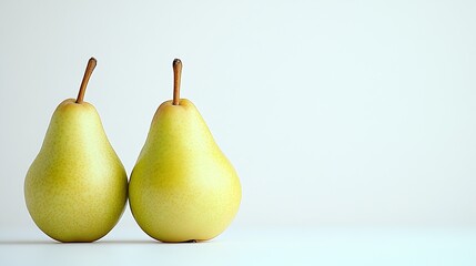 Poster - Isolated pears One and a half green pear fruit isolated on white background : Generative AI