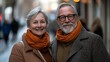 © The Little Hut - Portrait of happy senior couple standing in city street on a sunny day : Generative AI
