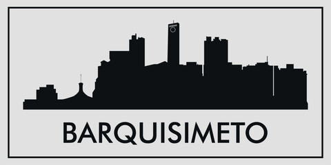 Wall Mural - Cityscape. Barquisimeto, Venezuela. Silhouettes of buildings. Vector on gray background