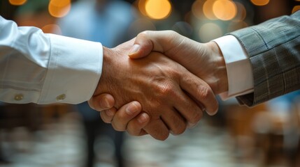 Aufkleber - Two men shake hands in a business setting