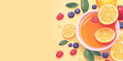 Wall Mural - Syrupy blend of fruit and sweetener, used to add flavor to baked products, sweets illustration art