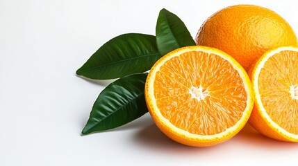 Orange collection Orange fruit with green leaf isolated on white background Orange with clipping path : Generative AI