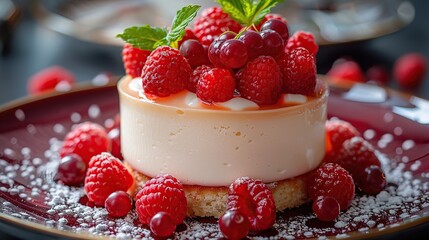 Canvas Print - Delicious Raspberry and Cream Cheese Dessert