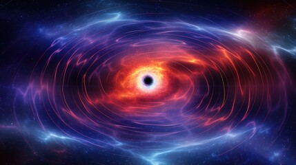 Wall Mural - A swirling nebula with a black hole at its center, surrounded by glowing rings of light.