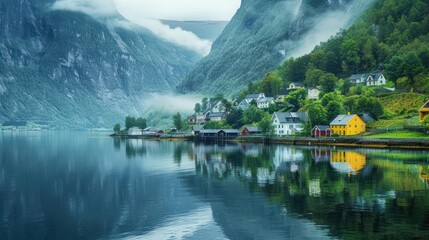 Canvas Print - Misty Fjord Village