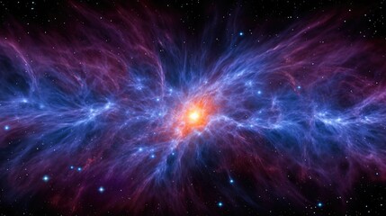 Wall Mural - A vibrant nebula glows in the vast expanse of space, its swirling colors and cosmic dust creating a breathtaking spectacle.