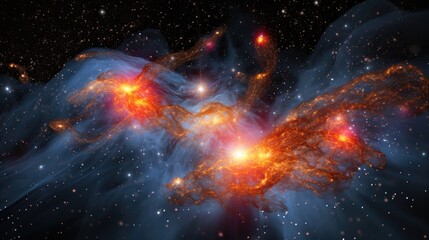 Wall Mural - A stunning image of a nebula in space, with swirling clouds of gas and dust illuminated by the light of distant stars.