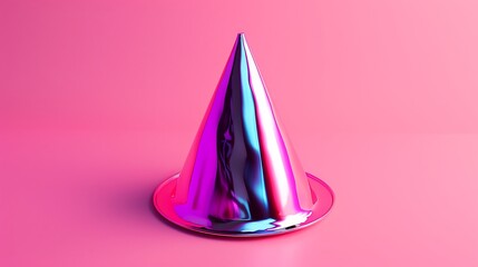 A shiny party cap with a sleek finish on a solid bright background