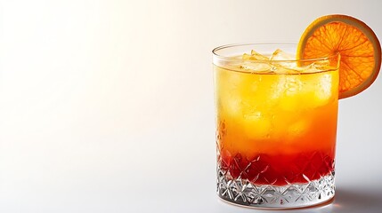Poster - Tequila sunrise cocktail on white background : Generative AI
