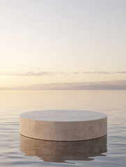 Wall Mural - Stone Podium Sea Sunset.