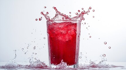 Poster - Glass of red juice splash isolated on white background : Generative AI