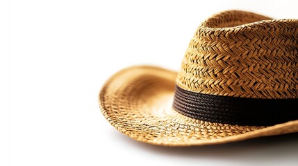 Wide brimmed hat isolated on white background summer and travel concept : Generative AI