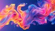 © bcendet - Vibrant abstract colorful liquid swirls on a blue background.