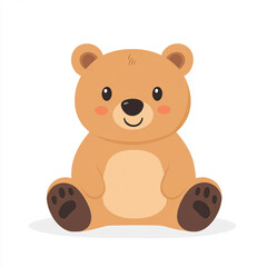 Wall Mural - Simple flat clip art of a cute light brown bear with a minimalistic and simple design, vector illustration