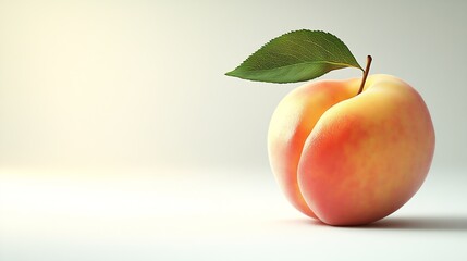 Poster - Ripe peach fruit with leaf isolated on white background Clipping Path Full depth of field : Generative AI