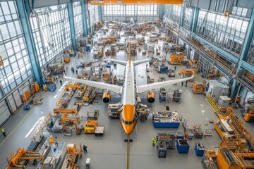 Aufkleber - Large airplane in the center of a factory