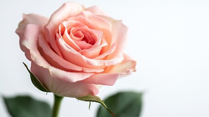 Wall Mural - Beautiful rose flower bud in delicate pink color isolated on white background close up : Generative AI