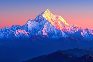 Wall Mural - A Majestic Mountain Range Bathed in the Golden Hues of Sunrise