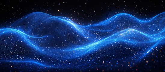 Wall Mural - Abstract Blue Wave with Glowing Particles