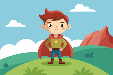 Wall Mural - Vector illustration of confident super boy