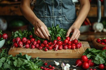 Sticker - Woman Preparing Fresh Radishes