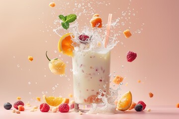 Poster - Refreshing Summer Smoothie with Fruit Explosion