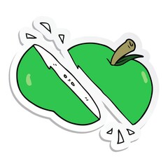 Canvas Print - sticker of a cartoon sliced apple